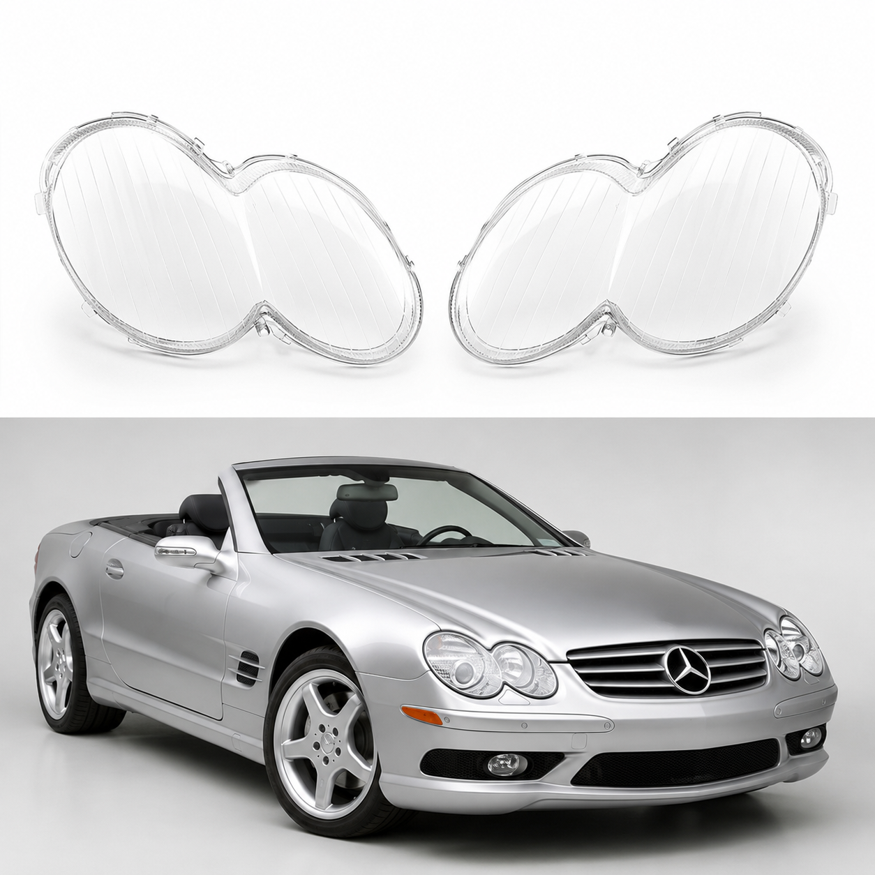 Mercedes-Benz SL R230 2001-2007 frontlykt-glass - Lyshelten.no