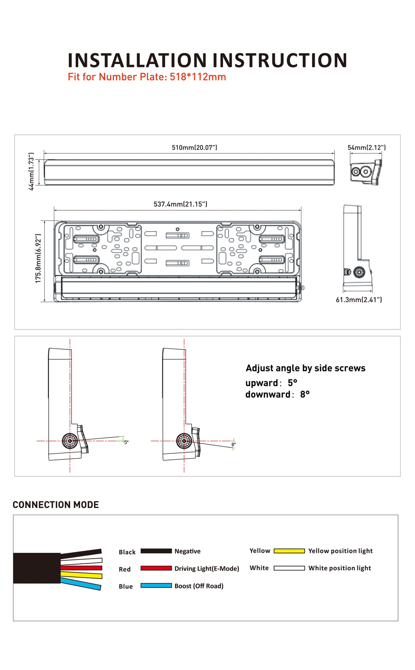 LED ekstralys med integrert nummerskiltholder – 120W Boost / 13 200 lumen