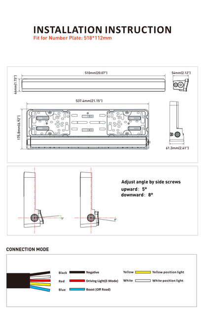 LED ekstralys med integrert nummerskiltholder – 120W Boost / 13 200 lumen