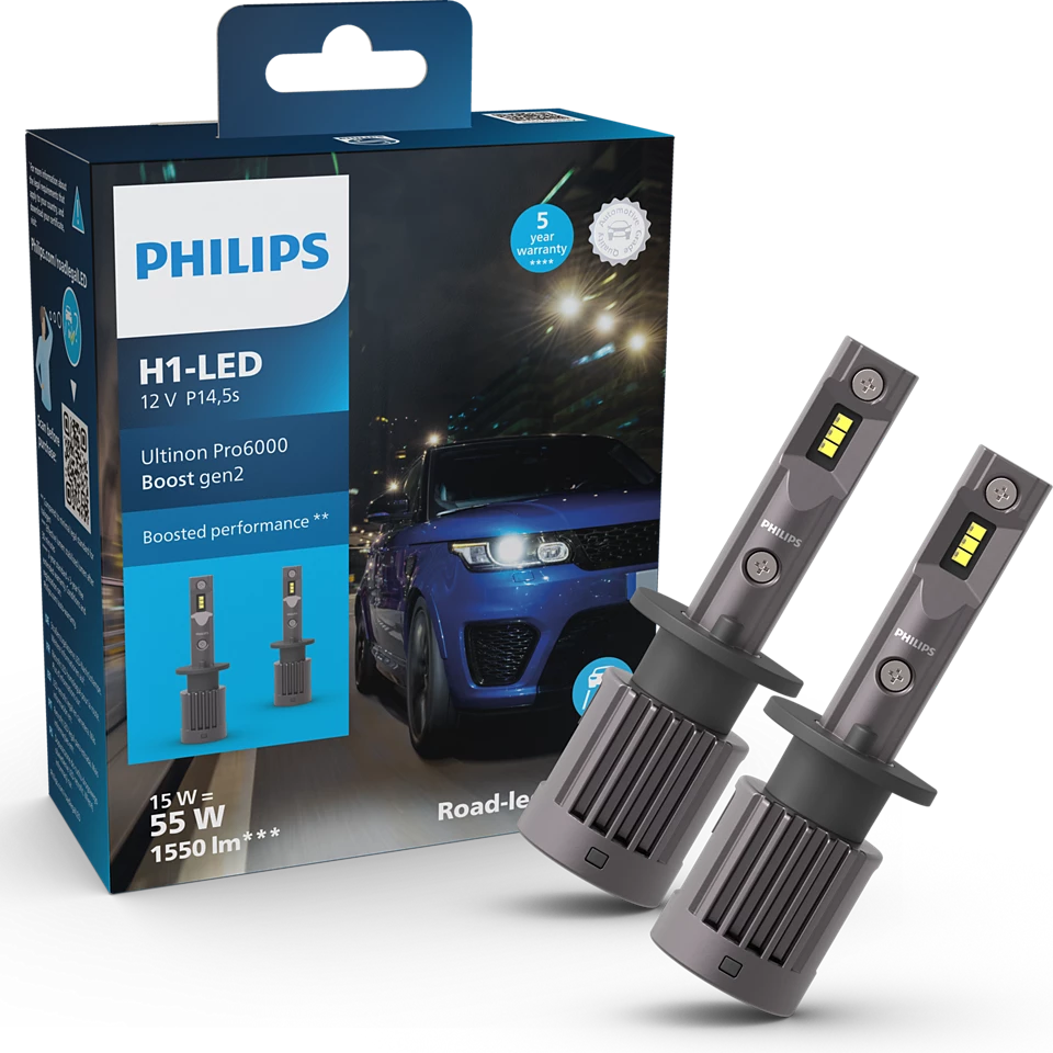 H1 Philips Ultinon Pro6000 Boost Gen2 +450% - Lyshelten.no