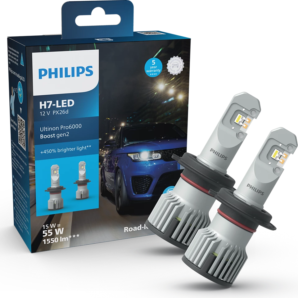 H7 Philips Ultinon Pro6000 Boost Gen2 +450% - Lyshelten.no