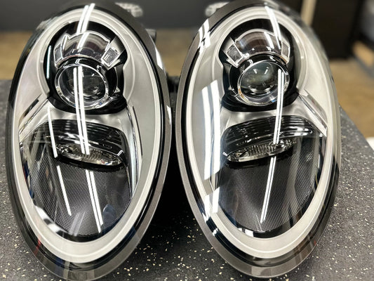 Porsche 911 - 991 Carrera og Carrera S 2011-2015 frontlykt-glass - Sølv kant - Lyshelten.no