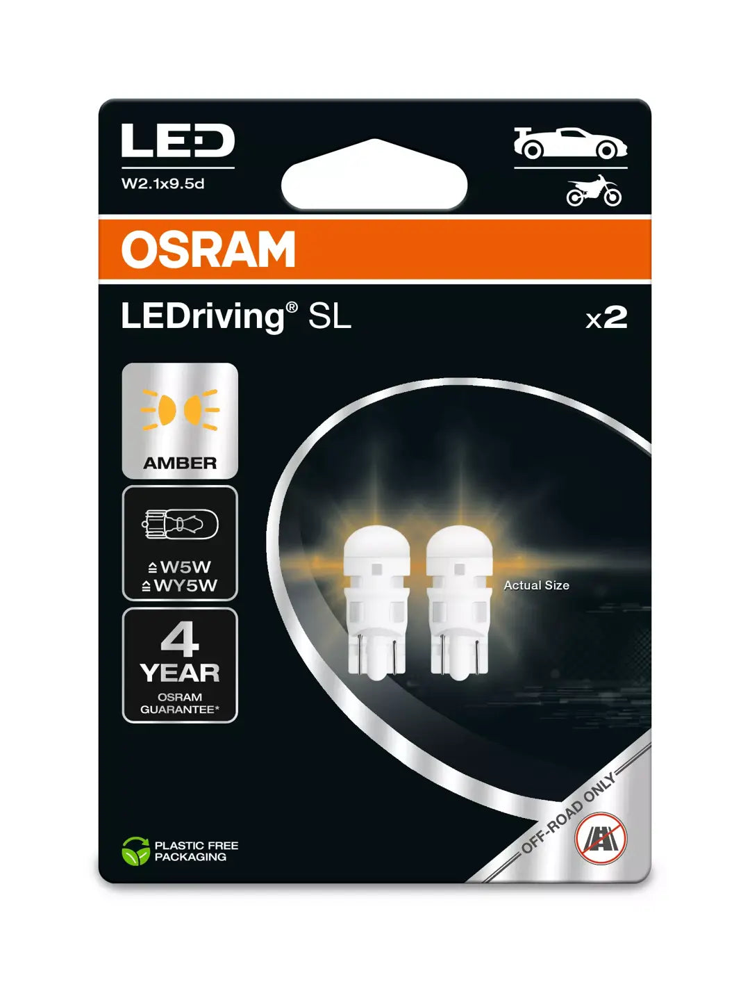 Osram LEDriving SL W5W YELLOW LED pærer - Lyshelten.no