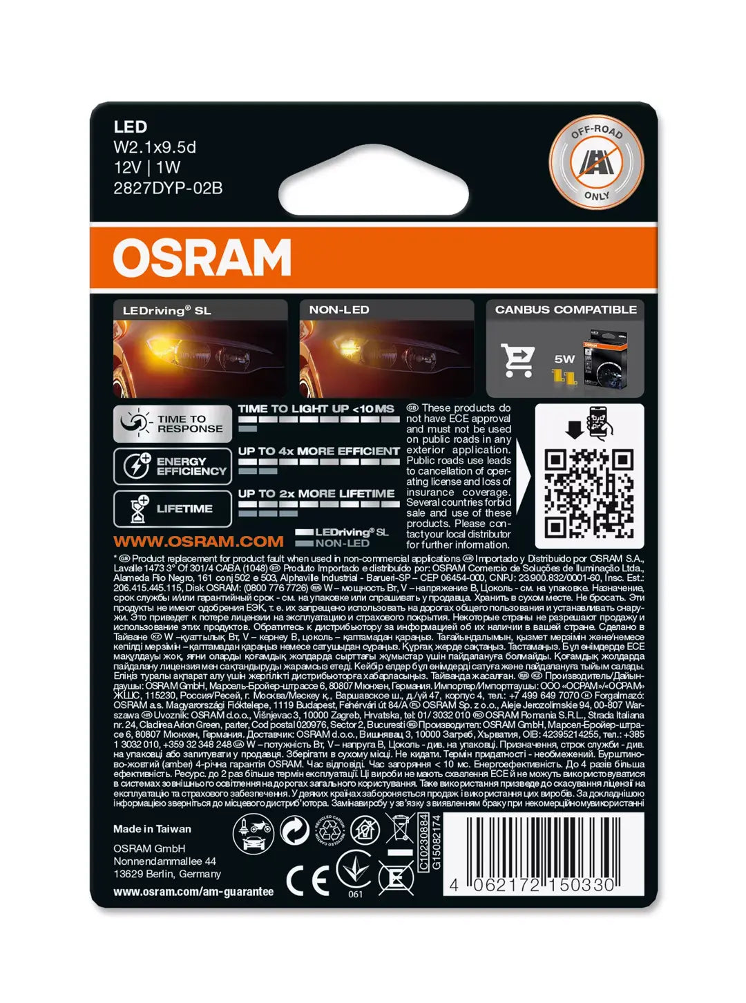Osram LEDriving SL W5W YELLOW LED pærer - Lyshelten.no