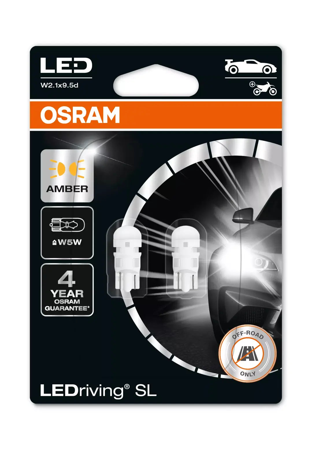 Osram LEDriving SL W5W YELLOW LED pærer - Lyshelten.no