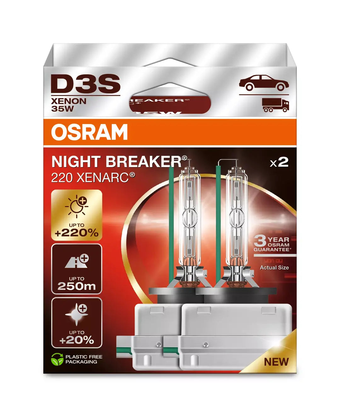 D3s Osram Night Breaker Xenarc 220 XNB Xenonpærer - Lyshelten.no