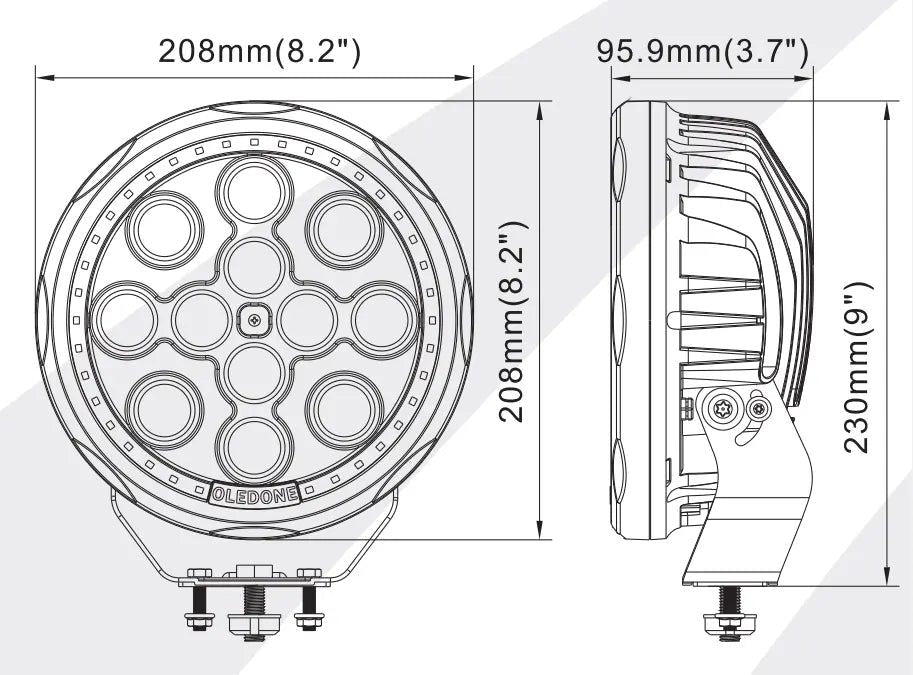 OLEDONE Giant Round SPOT 8" 120W E-MERKET - Lyshelten.no
