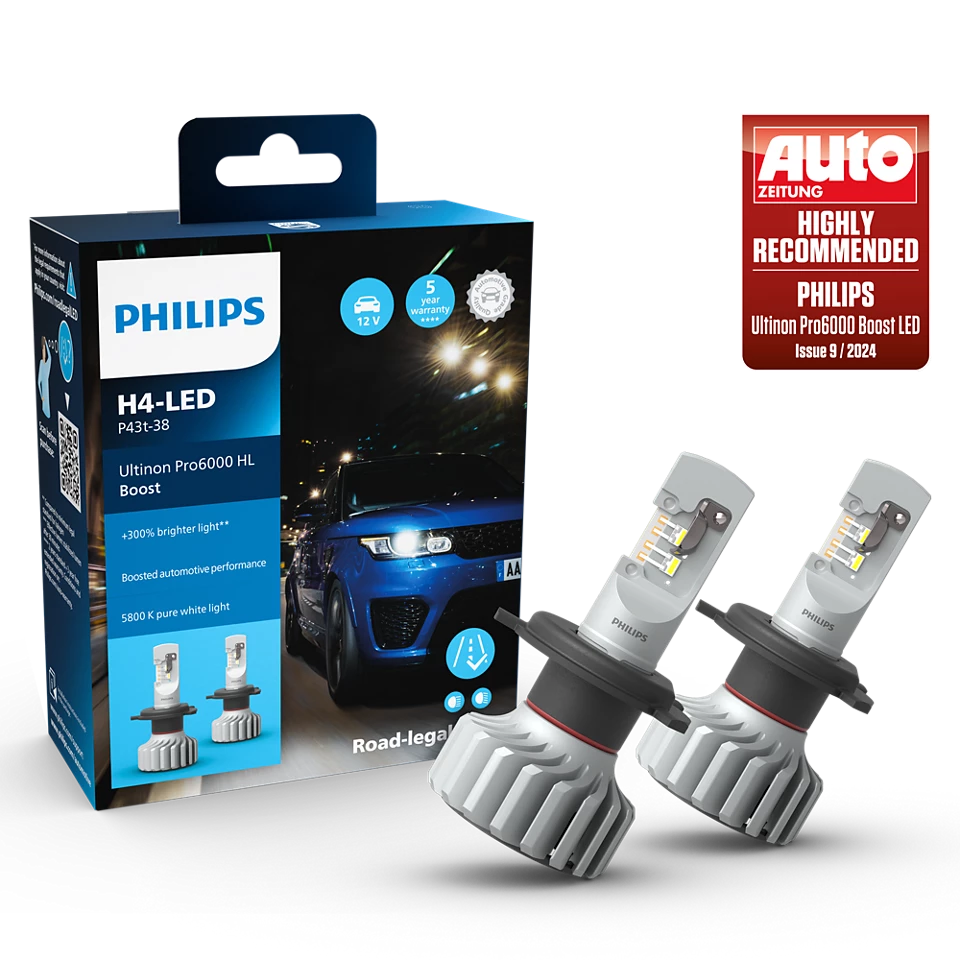 H4 LED Philips Ultinon Pro6000 Boost - Lyshelten.no