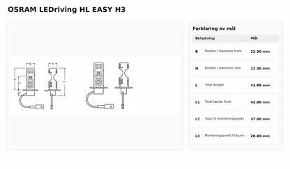 OSRAM LEDriving HL EASY H3 – Kompakt og kraftig LED-oppgradering for høy- og nærlys